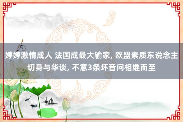 婷婷激情成人 法国成最大输家, 欧盟素质东说念主切身与华谈, 不意3条坏音问相继而至