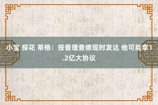 小宝 探花 蒂格：按普理查德现时发达 他可能拿1.2亿大协议