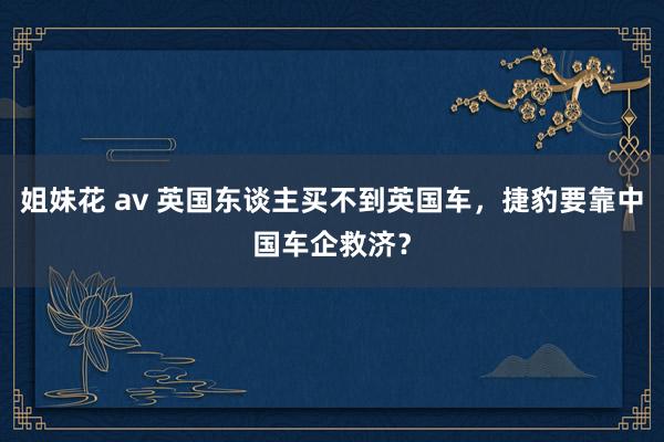 姐妹花 av 英国东谈主买不到英国车，捷豹要靠中国车企救济？