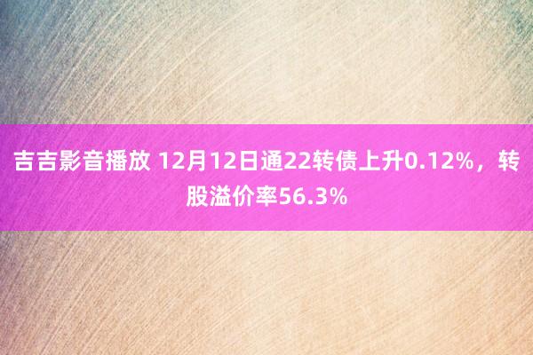 吉吉影音播放 12月12日通22转债上升0.12%，转股溢价率56.3%