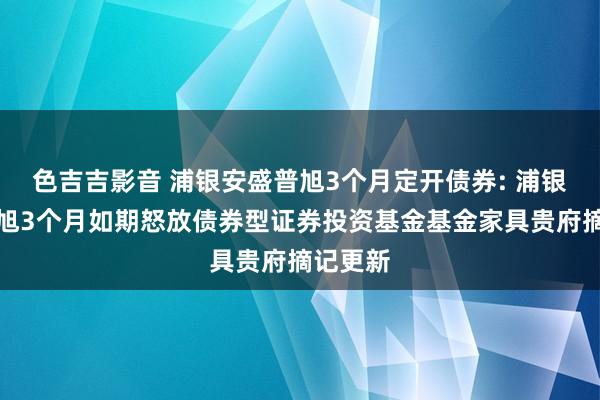 色吉吉影音 浦银安盛普旭3个月定开债券: 浦银安盛普旭3个月如期怒放债券型证券投资基金基金家具贵府摘记更新