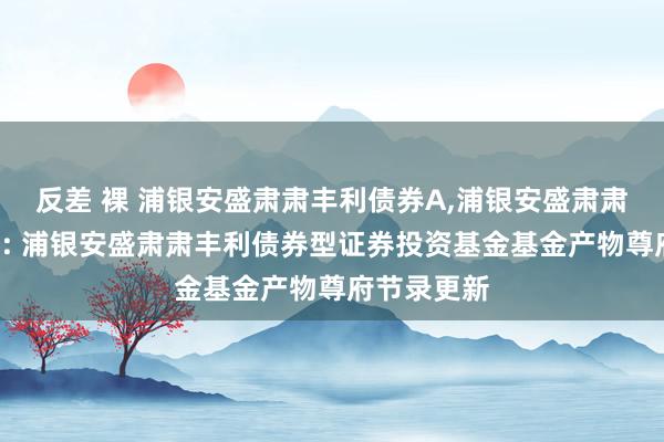 反差 裸 浦银安盛肃肃丰利债券A,浦银安盛肃肃丰利债券C: 浦银安盛肃肃丰利债券型证券投资基金基金产物尊府节录更新