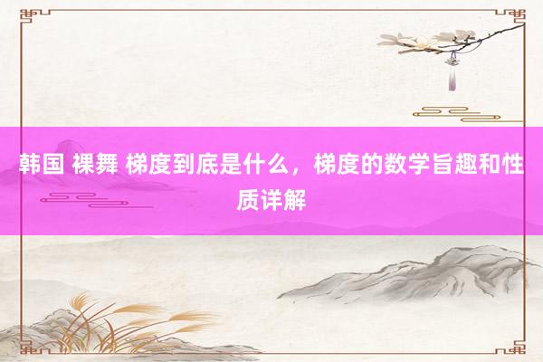 韩国 裸舞 梯度到底是什么，梯度的数学旨趣和性质详解