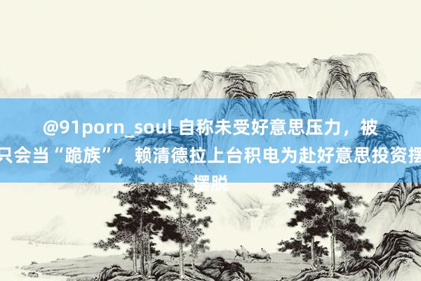 @91porn_soul 自称未受好意思压力，被讽只会当“跪族”，赖清德拉上台积电为赴好意思投资摆脱