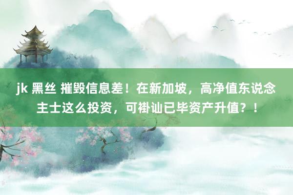 jk 黑丝 摧毁信息差！在新加坡，高净值东说念主士这么投资，可褂讪已毕资产升值？！