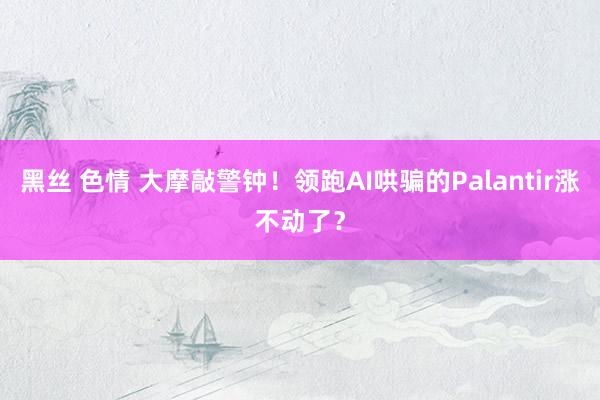 黑丝 色情 大摩敲警钟！领跑AI哄骗的Palantir涨不动了？