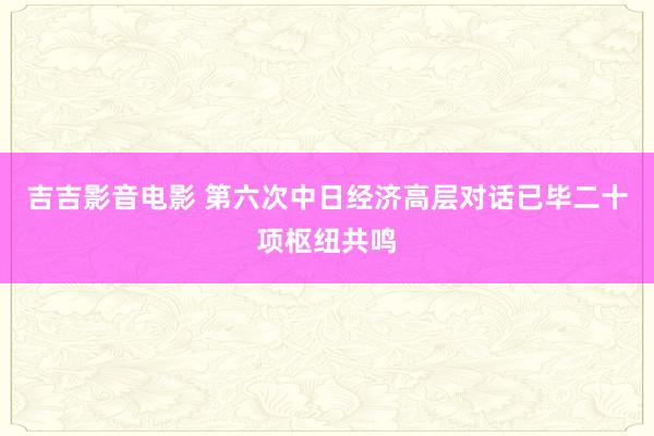 吉吉影音电影 第六次中日经济高层对话已毕二十项枢纽共鸣