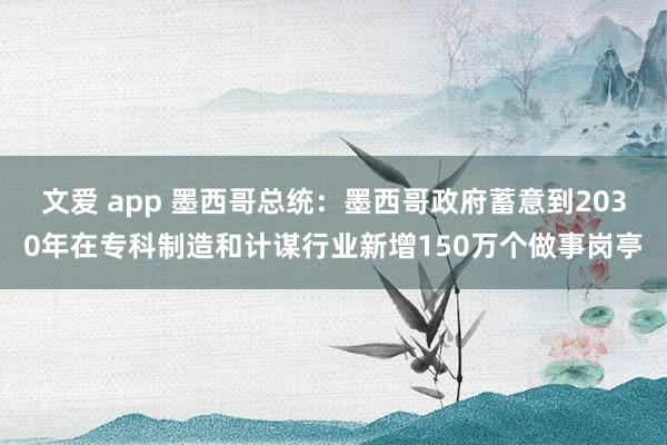 文爱 app 墨西哥总统：墨西哥政府蓄意到2030年在专科制造和计谋行业新增150万个做事岗亭