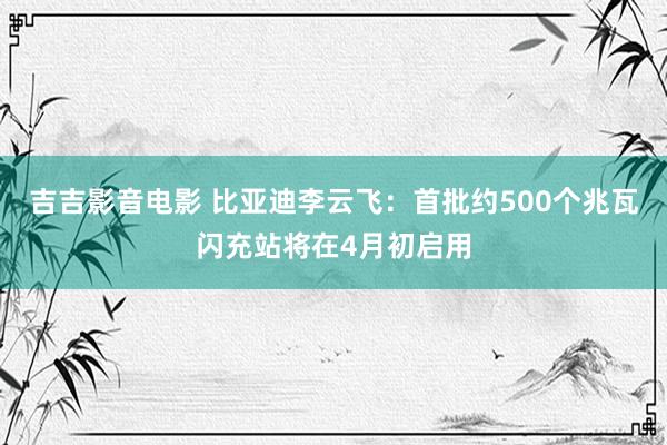 吉吉影音电影 比亚迪李云飞：首批约500个兆瓦闪充站将在4月初启用