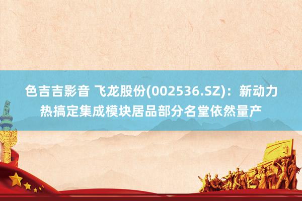 色吉吉影音 飞龙股份(002536.SZ)：新动力热搞定集成模块居品部分名堂依然量产