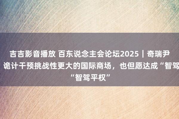 吉吉影音播放 百东说念主会论坛2025｜奇瑞尹同跃：诡计干预挑战性更大的国际商场，也但愿达成“智驾平权”