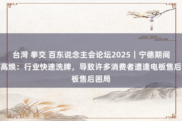 台灣 拳交 百东说念主会论坛2025｜宁德期间CTO高焕：行业快速洗牌，导致许多消费者遭逢电板售后困局