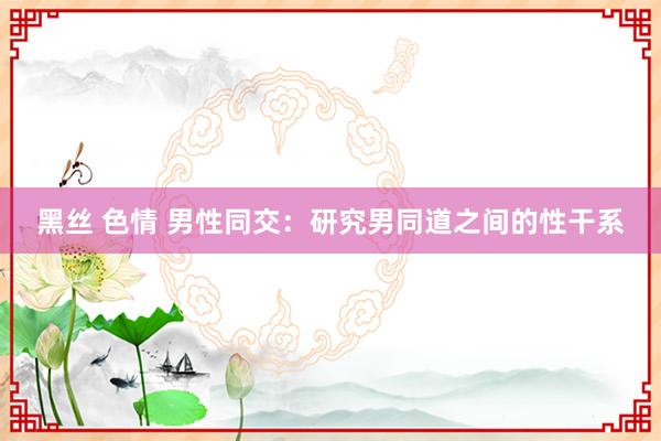 黑丝 色情 男性同交：研究男同道之间的性干系