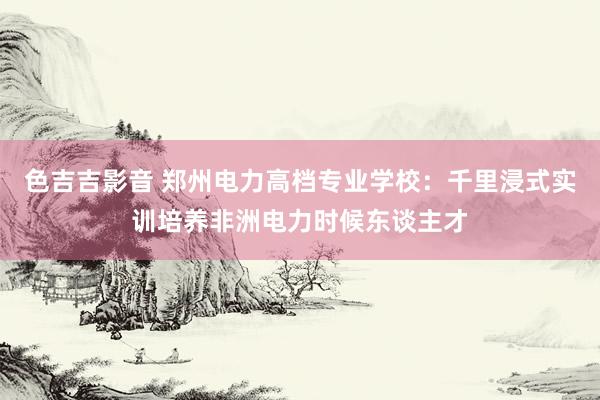 色吉吉影音 郑州电力高档专业学校：千里浸式实训培养非洲电力时候东谈主才