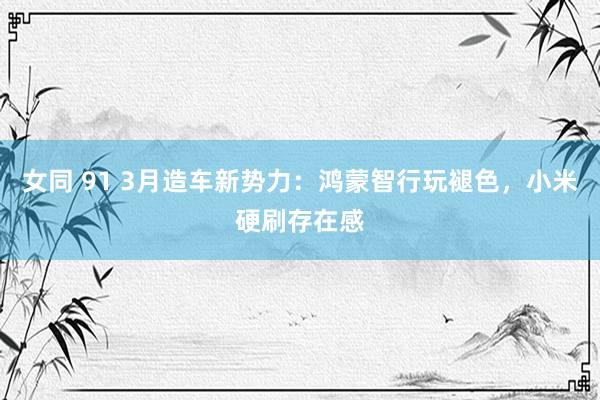 女同 91 3月造车新势力：鸿蒙智行玩褪色，小米硬刷存在感