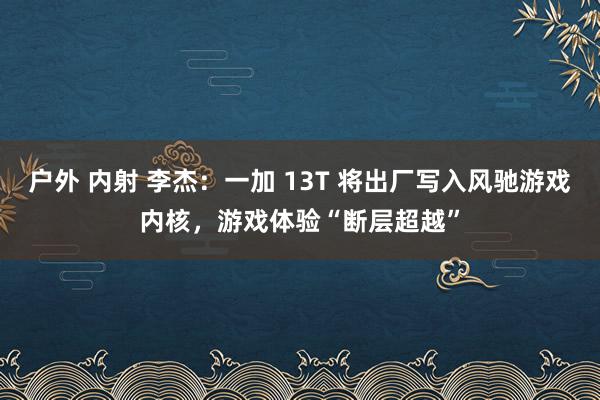 户外 内射 李杰：一加 13T 将出厂写入风驰游戏内核，游戏体验“断层超越”