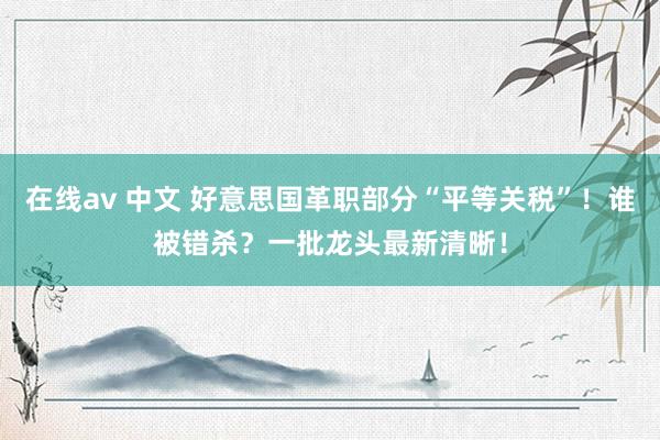 在线av 中文 好意思国革职部分“平等关税”！谁被错杀？一批龙头最新清晰！
