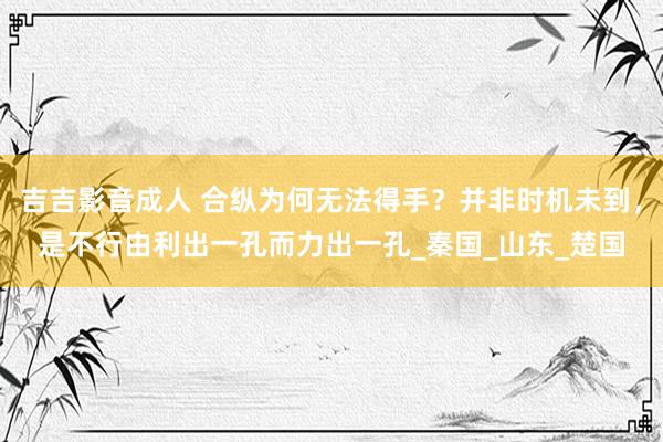 吉吉影音成人 合纵为何无法得手？并非时机未到，是不行由利出一孔而力出一孔_秦国_山东_楚国