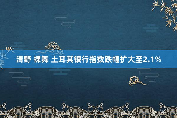 清野 裸舞 土耳其银行指数跌幅扩大至2.1%