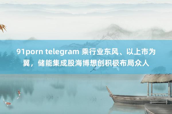 91porn telegram 乘行业东风、以上市为翼，储能集成股海博想创积极布局众人