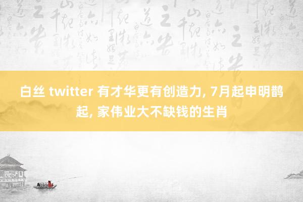 白丝 twitter 有才华更有创造力， 7月起申明鹊起， 家伟业大不缺钱的生肖